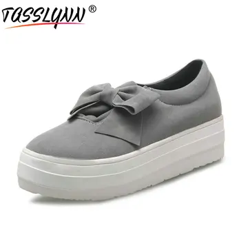 

TASSLYNN 2019 Women Pumps Round Toe Platform 3.5cm Casual Shoes Spring Women Wedges Heels Butterfly-knot Women Shoes Size 39