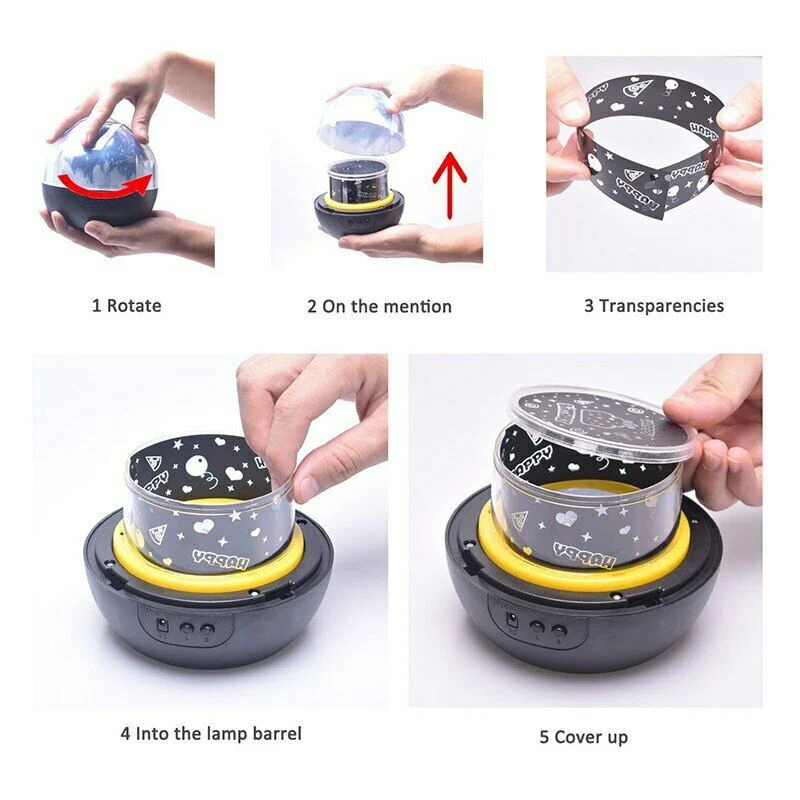

Kids Night Light Projector Lamp 360 Rotating Starry Planet Lamp for Bedroom Gift with 5 Sets Film TN88