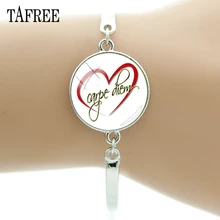 TAFREE французский Carpe Diem Сердце Браслеты как отношение жизни к браслету модный подарок Персонализированные талисманы ювелирные изделия CD12