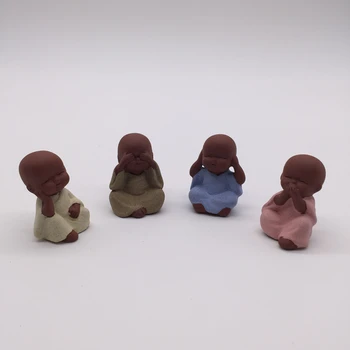 

On BIG SALES 4pcs/lot mini tea pet little monk lovely home decoration desk deco pet zisha purple clay small tea play promotions