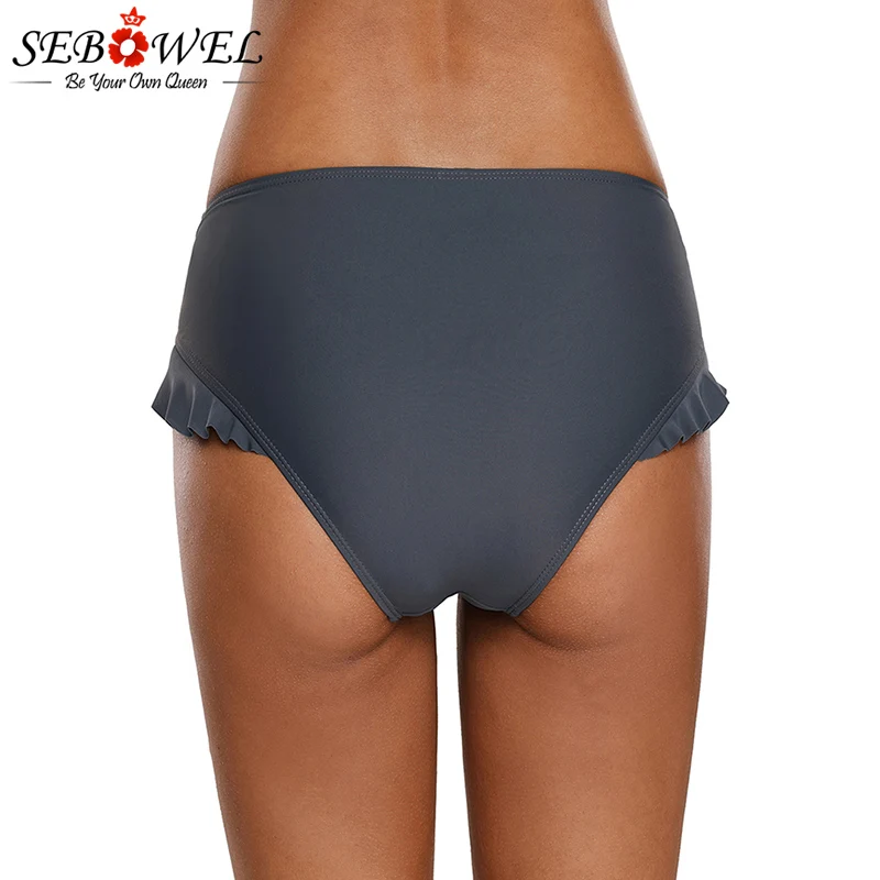 SEBOWEL сексуальный бикини Braga Alta серый купальник с оборками для женщин Biquinis Feminino нижнее белье бикини с высокой талией плавательный шорты