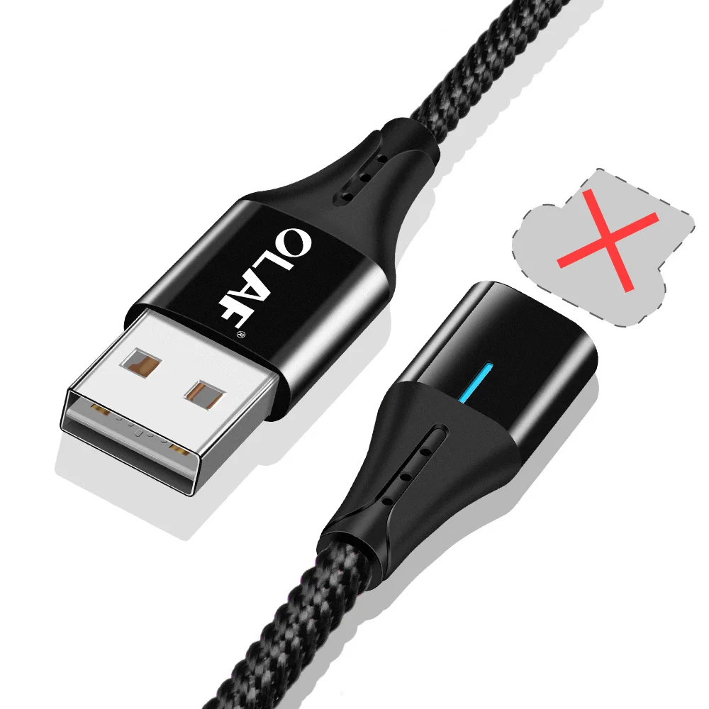 Олаф 3A Магнитный двухсторонний Micro usb type C кабель зарядное устройство Шнур для Iphone X XR XS Max Быстрая зарядка кабель для samsung S8 S9 Plus - Цвет: Only cable NO plug