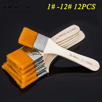 

EZONE 12PCS Nylon Painting Brush Oil Watercolor Water Powder Propylene Acrylic Differeent Size Paint Brushes School Art Supply