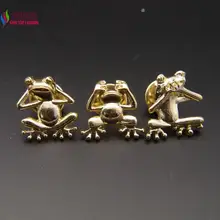 2016 New Fashion Cute Lovely Gold Color Alloy Do not listen/Do not see/Do not say Frog Figure Costume Brooches Pins broches