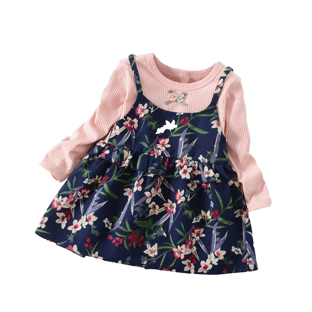 

Toddler Baby Girls Long Sleeve Floral Flower Print Dress Outfits Winter Clothes party cute deguisement enfant fille #sg