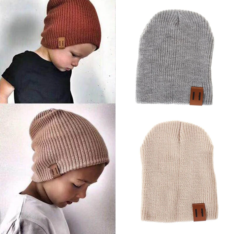 

Winter New Warm Knitted Baby Kids Boy Girl Hat Beanie Bonnet Cap Solid Color Baby Winter Hat for Girls Boys Children