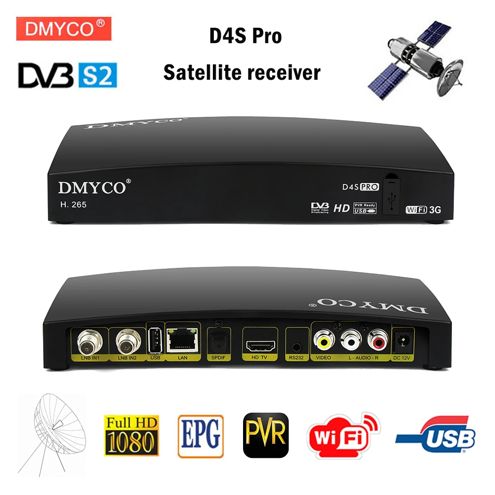 

Original D4S PRO DVB-S2 HD Satellite Receiver FTA Satellite TV Receptor D4S-pro Decoder Full HD 1080P H.265 MPEG-5 PVR YouTube