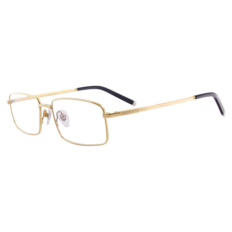 Мужская половина оправы из титана очки Квадратные очки оправа для рецептурных линз Близорукость для чтения прогрессивные - Цвет оправы: Золотой