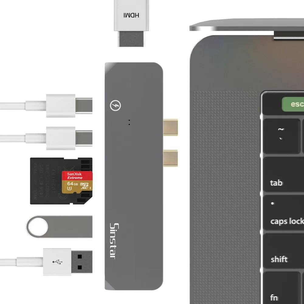 Ype C концентратор для USB 3 0 Thunderbolt HDMI 5 мм аудио RJ45 гигабитный Ethernet адаптер SD/TF