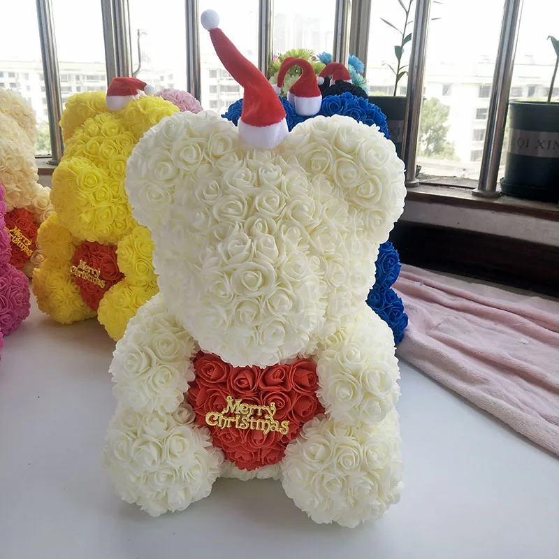 

teddy bear rose bear with heart artificial roses foam roses flower Christmas decoration for home christmas gift