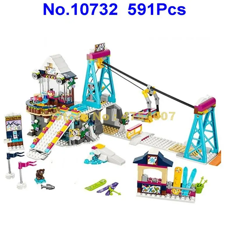 

10732 591pcs girl friends snow resort ski lift bela 2 figures building block 41324 Toy