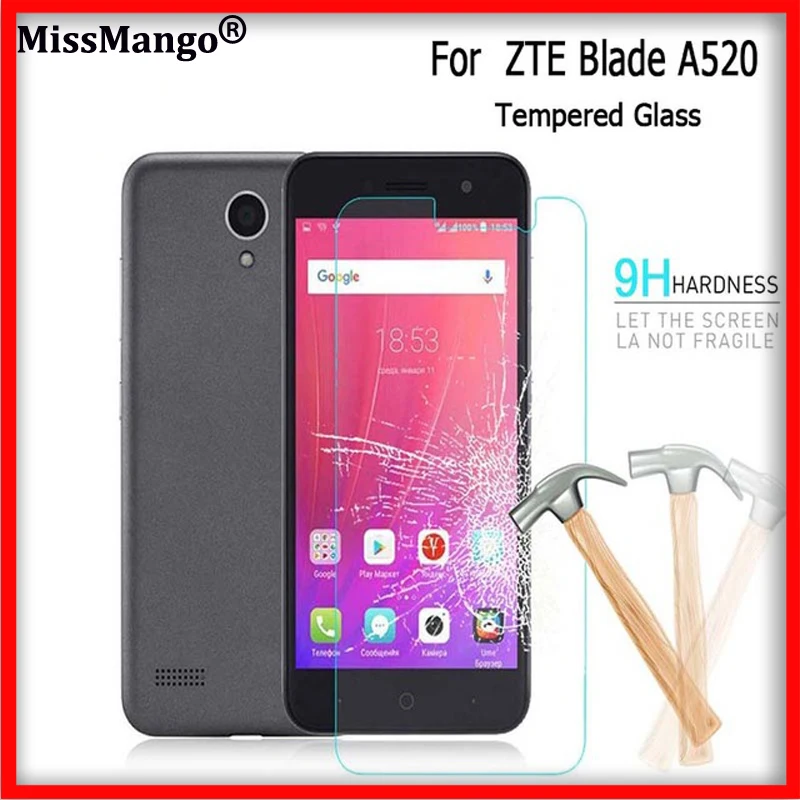 

For ZTE Blade A520 A 520 Tempered Glass 9H 2.5D Original Screen Protective Film Scratch-proof Steel Film Case For ZTE Blade A520