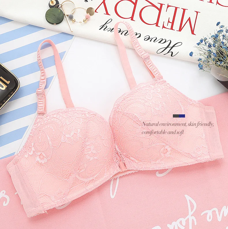 Front-Closure-lace-female-bra-in-the-summer-Small-breasts-thick-Push-back-Up-the-zero (3)