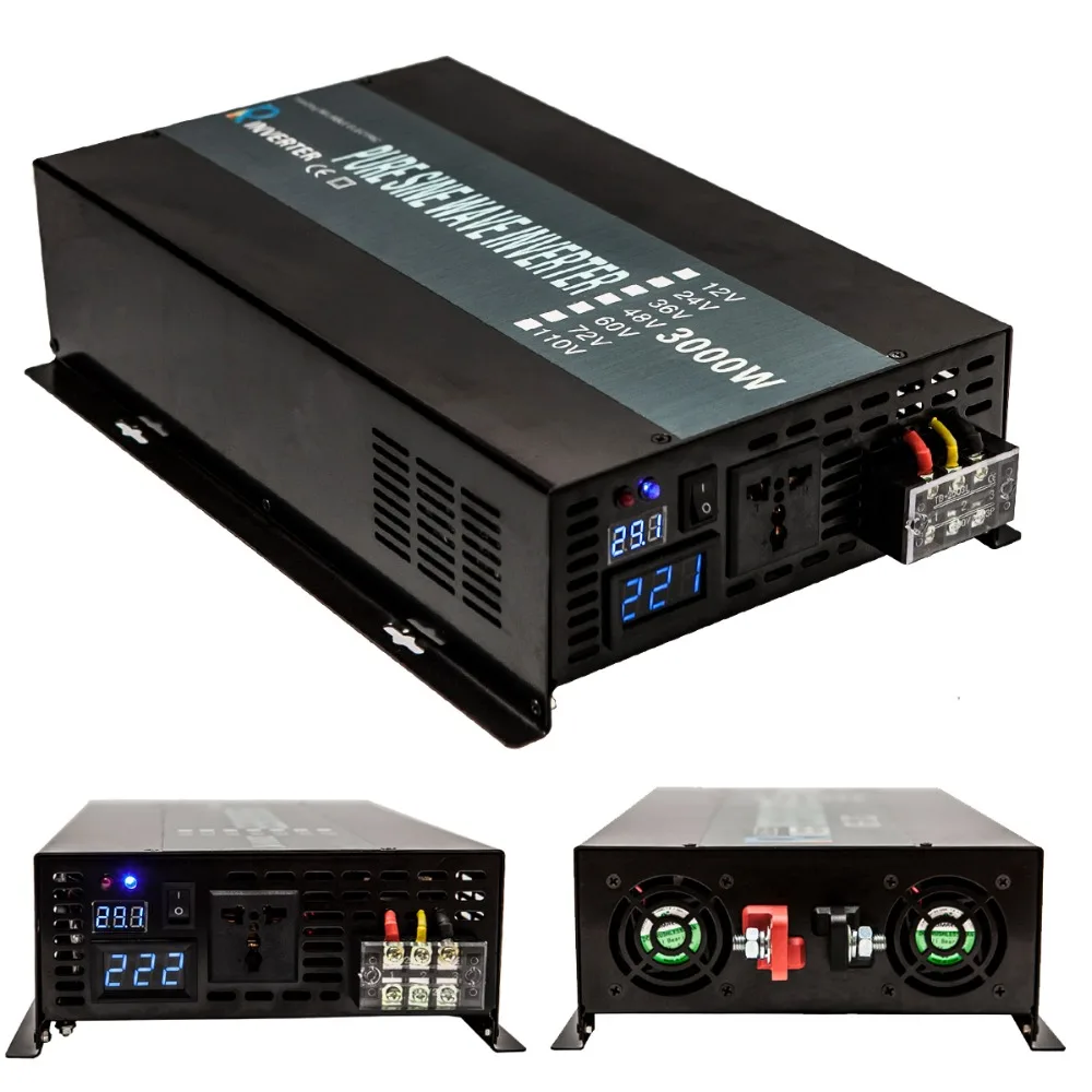 CE EMC approved 3000W Pure Sine Wave Inverter 12V/24V/48V to 100V/110V/120V/220V/230V/240V Home Solar Power Inverter