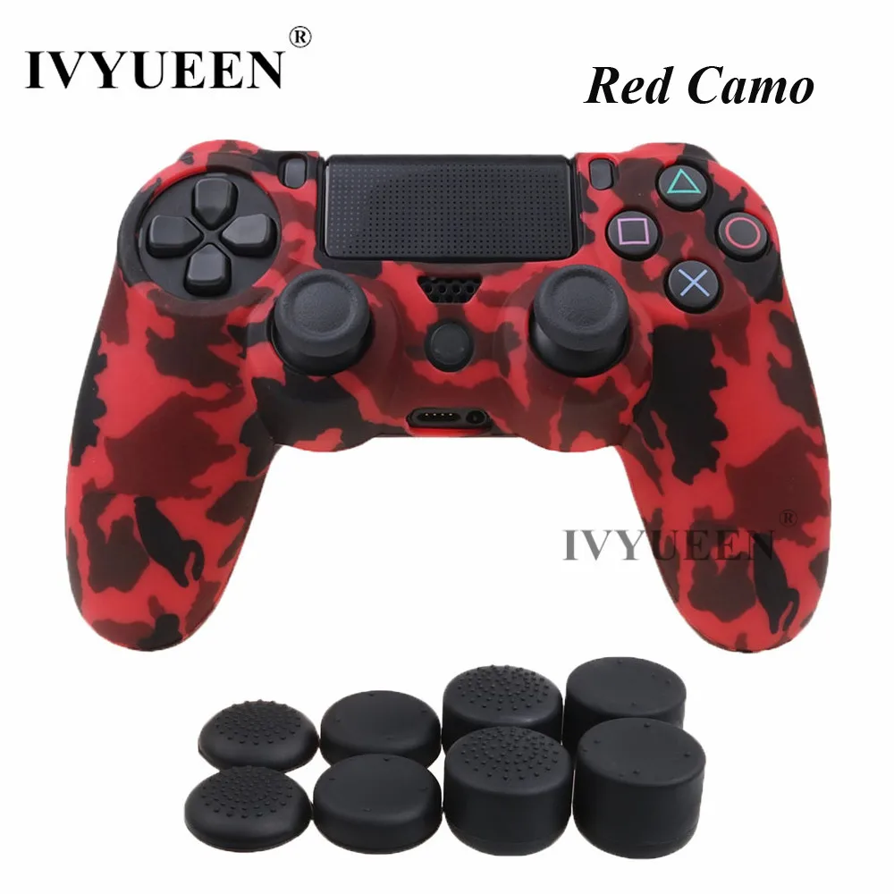 IVYUEEN для Dualshock 4 силиконовая камуфляжная Защита Чехол для playstation 4 PS4 DS4 Slim Pro контроллер кожи с 8 захватами для большого пальца