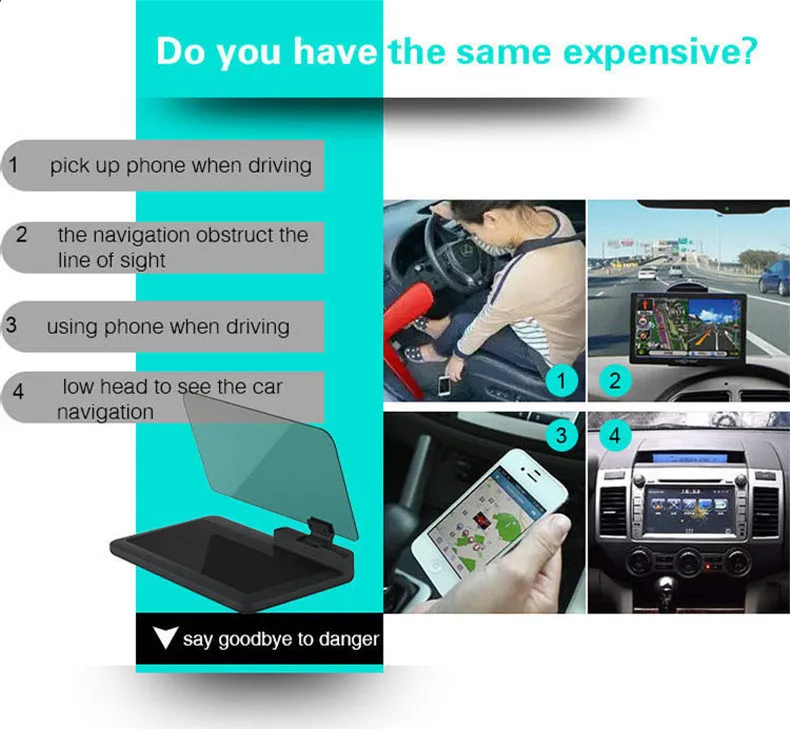 Макс 6 дюймов HD отражатель для автомобиля HUD gps навигация проектор изображение-держатель смартфона H6 HUD Дисплей Автомобильный кронштейн
