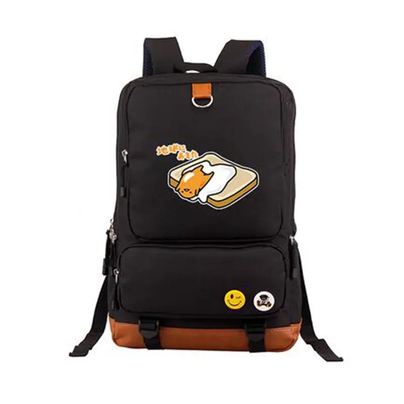 Alta calidad 2018 nuevo divertido Gudetama impresión Mochila escolar Kawaii Mochila de lona femenina Mochila de viaje Alta calidad 2018 nuevo divertido Gudetama impresión Mochila escolar Kawaii Mochila de lona femenina Mochila de viaje