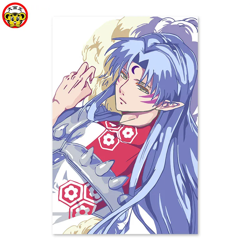 Anime two yuan, anime handsome, son brother, Inuyasha Digital painting DIY, drawing on the cloth by digital