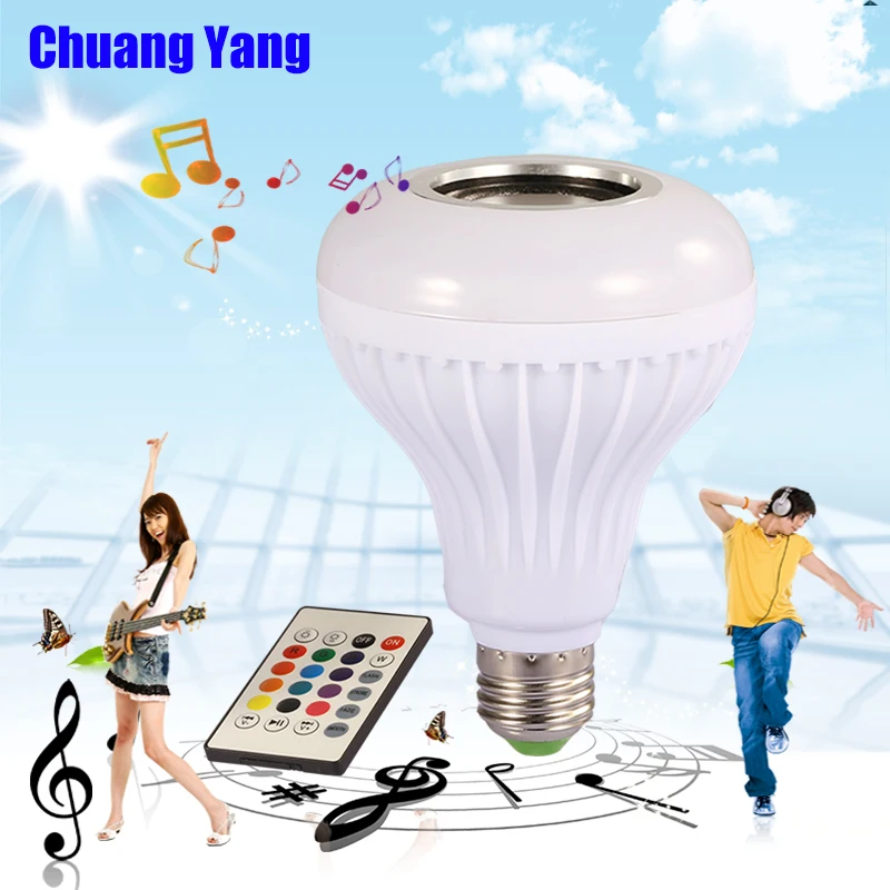 

RGB LED Bulb E27 12W Wireless Bluetooth Speaker Music Playing Dimmable Led Lamps with Remote Control Color Led bulb Light