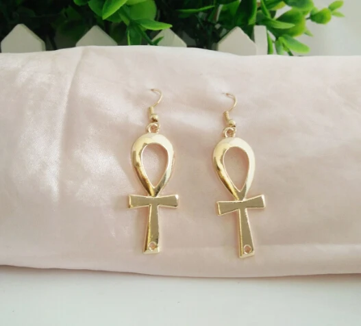 Новые серьги в форме египетского креста, египетские Висячие золотые серьги, ювелирный для женщин YP0221