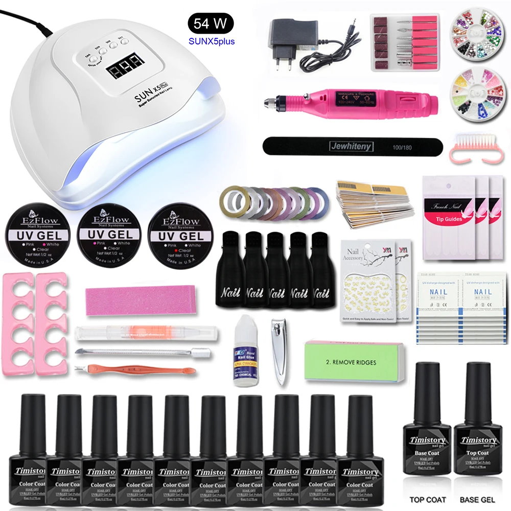 

Nail Set UV LED Lamp Dryer With 10pcs Nail Gel Polish Kit Soak Off Manicure Tools Set electric Nail drill For Nail Art Tools
