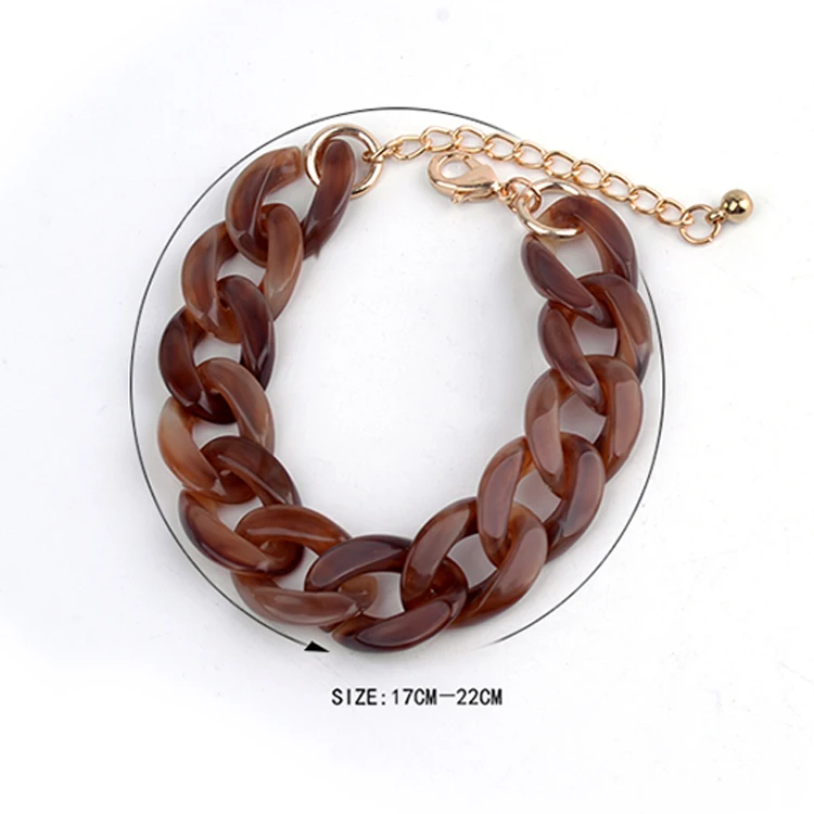 BOJIU, Модный женский браслет из смолы, серый, коричневый цвет, удлиненная цепочка, браслеты BC162