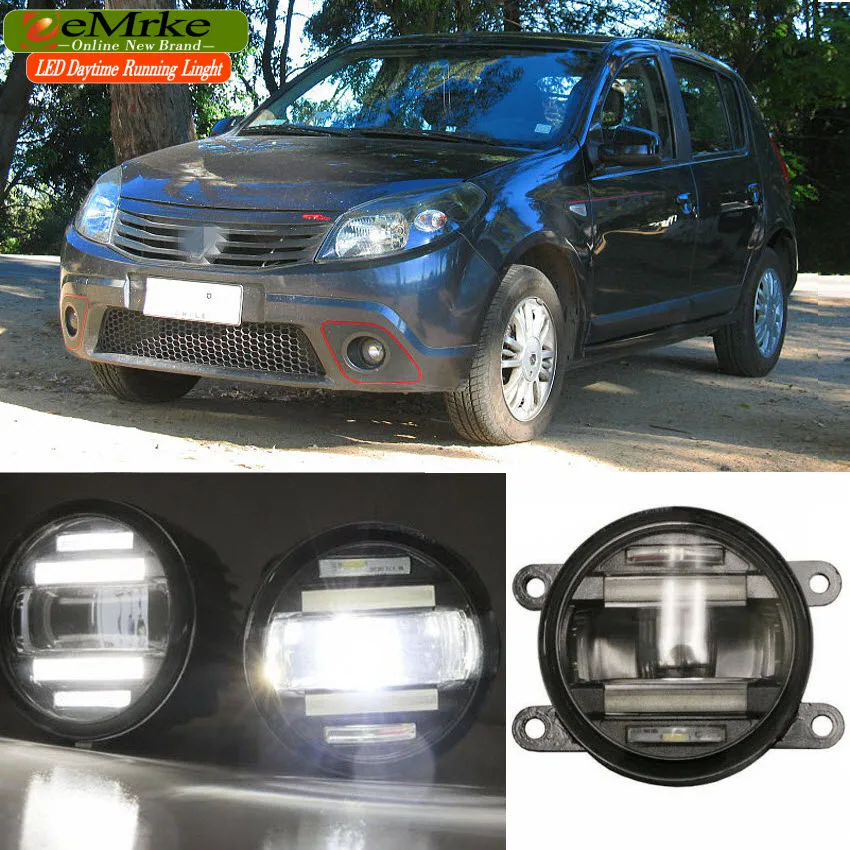 

eeMrke Xenon White High Power 2in1 LED DRL Projector Fog Lamp With Lens For Renault Sandero 2008-2016