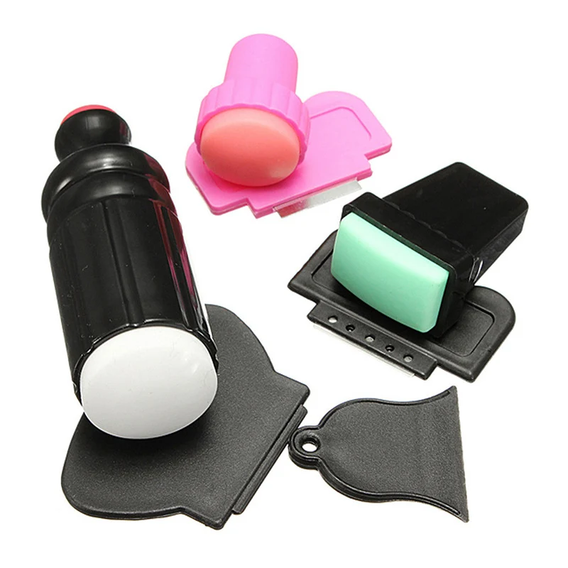

1 Set/7pcs Rubber Stamper Plastic Nail Stamping Stamp Scraper for Nail Art Stamping Plate Polish Print Transfer Manicure Tools
