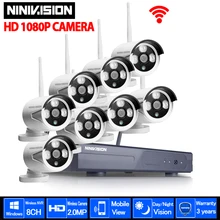 Plug And Play 8CH NVR Беспроводной CCTV Системы 1080 P HD H.264 IP66 Мини проектор для домашнего видеонаблюдения WI-FI 2.0MP IP Камера комплект видеонаблюдения