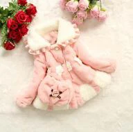 Wnter/новое пальто для девочек детское пальто с искусственным мехом, vetement enfant fille, коралловый кашемировый пуховик, Куртка утепленная хлопковая одежда - Цвет: pink