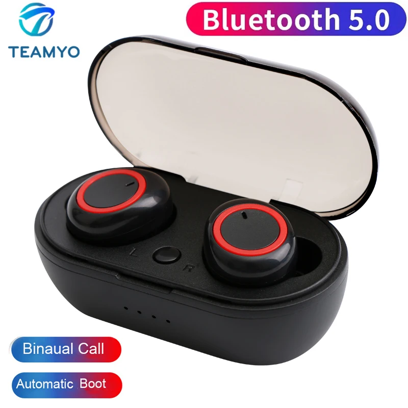 

Teamyo Wireless Bluetooth Earphones IPX5 Life Waterproof Sport Headset Noise Cancelling Stereo In Ear Earbuds with Charging Box