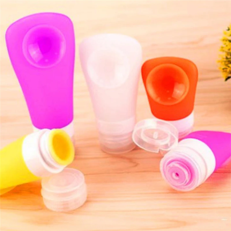 

38ml 60ml 90ml Portable Mini Silicone Refillable Bottle Travel Lotion Points Shampoo Container random Color