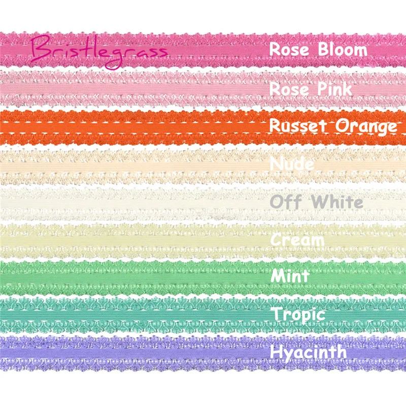 

BRISTLEGRASS 9 Yard 3/4" 19mm Picot Edge Crown Frilly Lace Trim Elastic FOE Spandex Satin Band Hair Tie Tutu Headband DIY Sewing