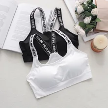Пикантные черный, белый цвет Беспроводной бюстгальтер мягкий нижнее белье Йога Танк тосп активного износа Для женщин спортивный бюстгальтер работает Фитнес Топ Холтер бюстгальтер