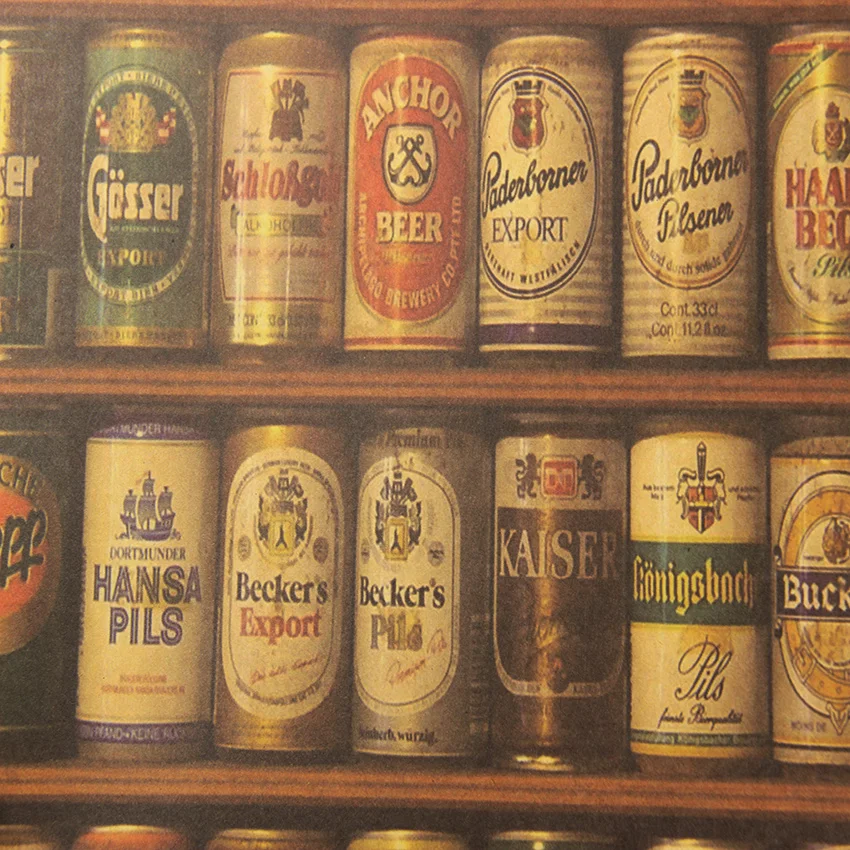 TIE LER Beer Encyclopedia of Graphic Evolutionary History Bar Counter Adornment Kitchen Retro Poster Wall Sticker 51.5X36cm