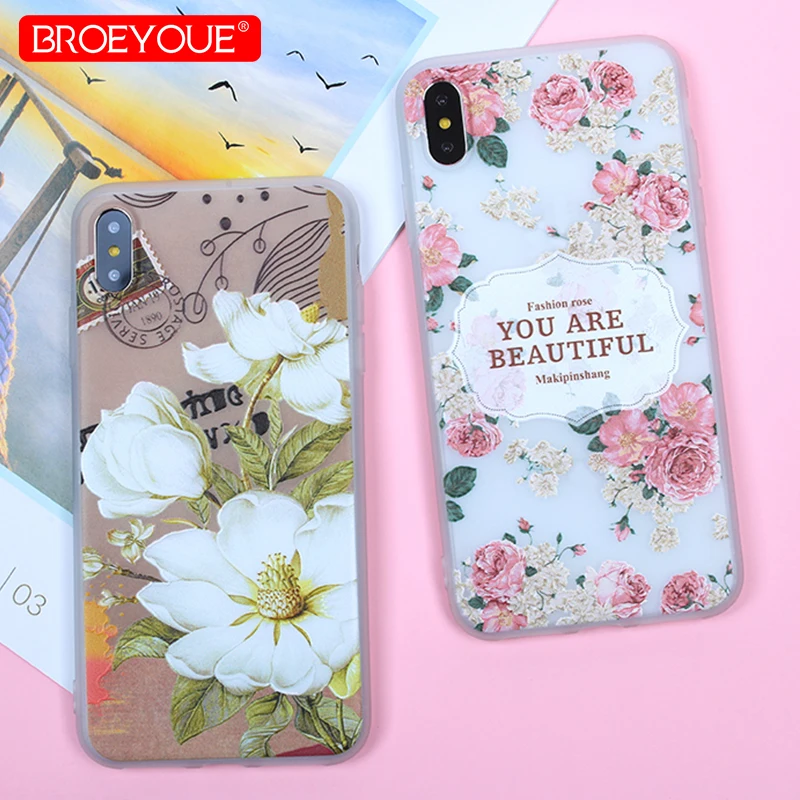 

Flowers Pattern Case For iPhone XS Max Cases 3D Relief Colorful Floral Phone Case For iPhone XS Max Soft Silicone Luxury Shell