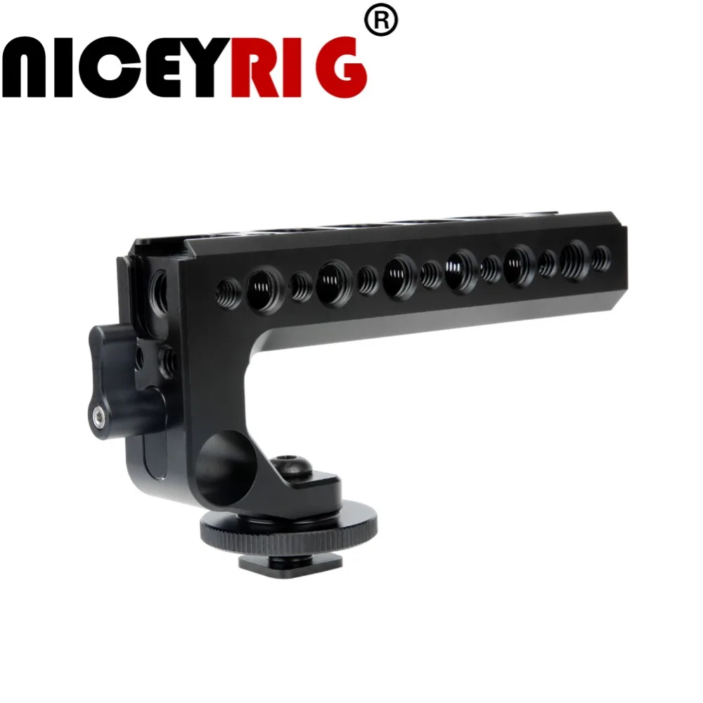 

NICEYRIG Camera Handle Top Handle Cheese Handle DSLR Camera Cage Top Handle with 15mm Rod Hole Cold Shoe Hot Shoe 1/4" 3/8"