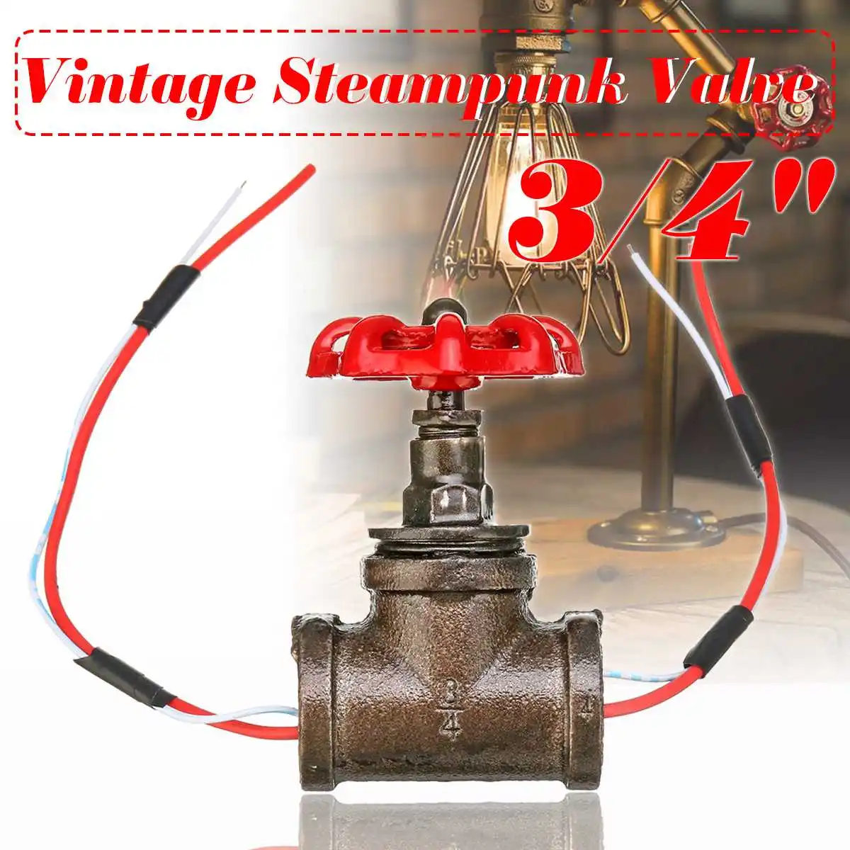 Interruptor de Luz com Válvula de Parada Válvula de Ferro Lâmpada de Mesa 4 com Fio para Lâmpada do Tubo de Água Estilo Loft Vintage 3 - 3 High Quality Luzes e Iluminação