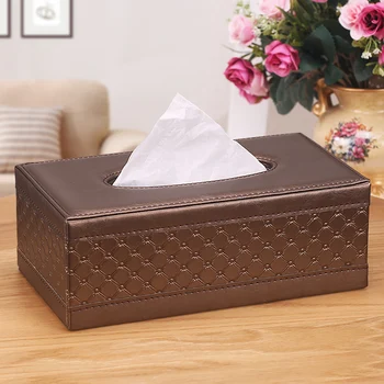 

Luxury PU Leather Rectangular Tissue Box Cover Paper Holder Tissues Organizer Storage Case Container for Home Office Car Automot