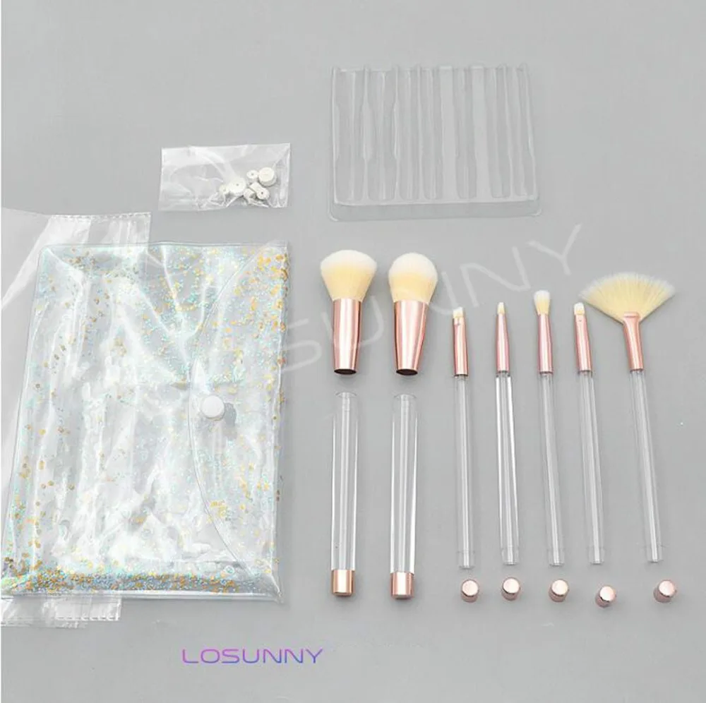 Conjuntos de Escova Tubos de Cristal Manual do Perfume Losunny Maquiagem Transparente Destacável Montagem Faça Você Mesmo Mão no 7 Pcs 7 7 LOSUNNY Pcs Maquiagem Conjuntos de Escova