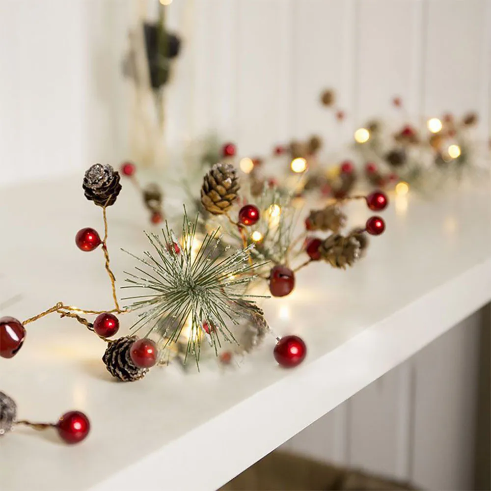 Гирлянда для рождественской елки, гирлянда из соснового конуса, светодиодный гирлянда, рождественские вечерние украшения для дома, рождественские украшения, год,@ L