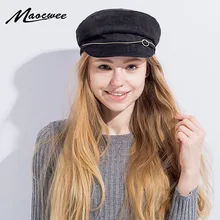 Женская Вельветовая Кепка в стиле милитари, весенне-осенняя Кепка Newsboy, женская кепка с заплетенными пуговицами, плоский берет, модная кепка с козырьком, восьмиугольная кепка