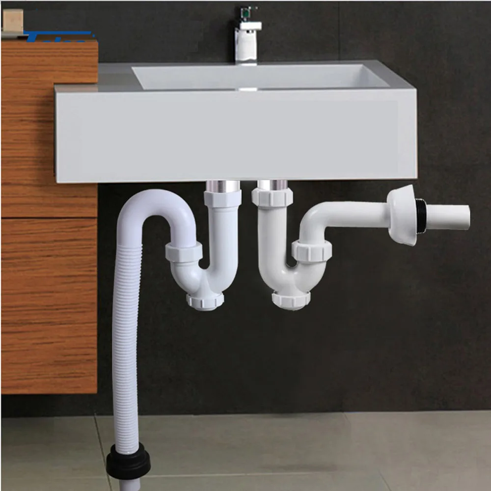 

Talea Basin White Drainpipe bathroom sink waste kit downcomer Plastic Flume drianage hoses into the wall or into the floor GN023