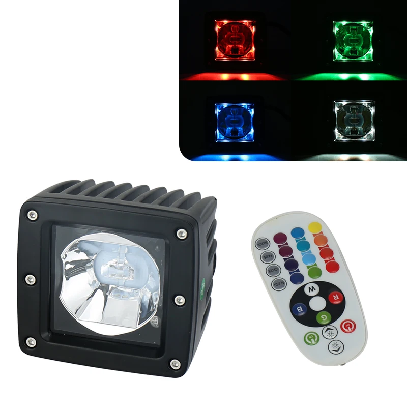 

18W Car Led Work Light RGB Flood Light 12V Led Driving Lamp for Off road 4x4 ATV Truck Light Accessories j-eep 1Pcs