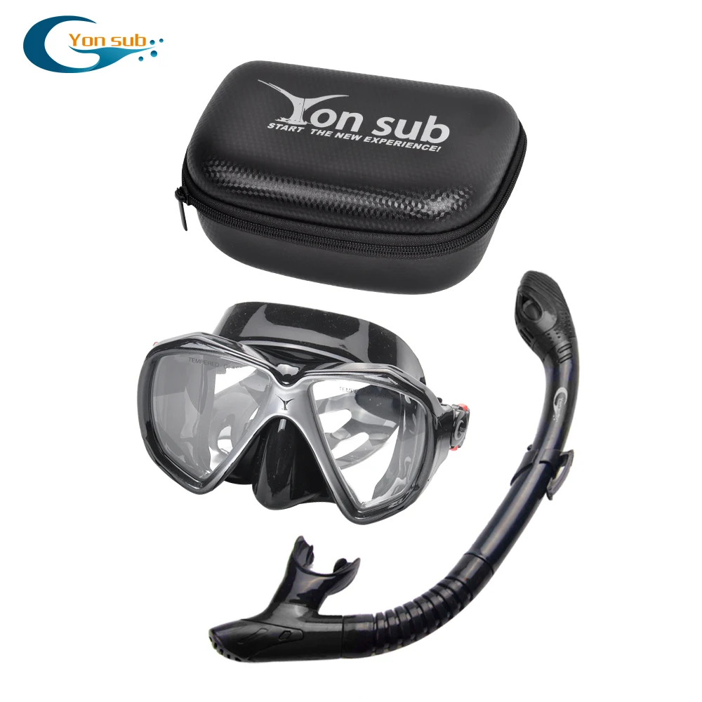 

Yonsub scuba diving Mask anti fog underwater spearfishing myopia lens optical Mask+Tube Set with Mask box Snorkeling Equipment