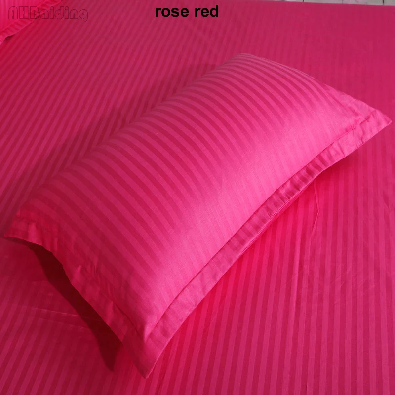 

40s Stain Cotton Pillow Case High Quality Rose Red Striped Hotel Pillowcase One Pair Sleeping Pillow Cover 45x74cm Free Shipping