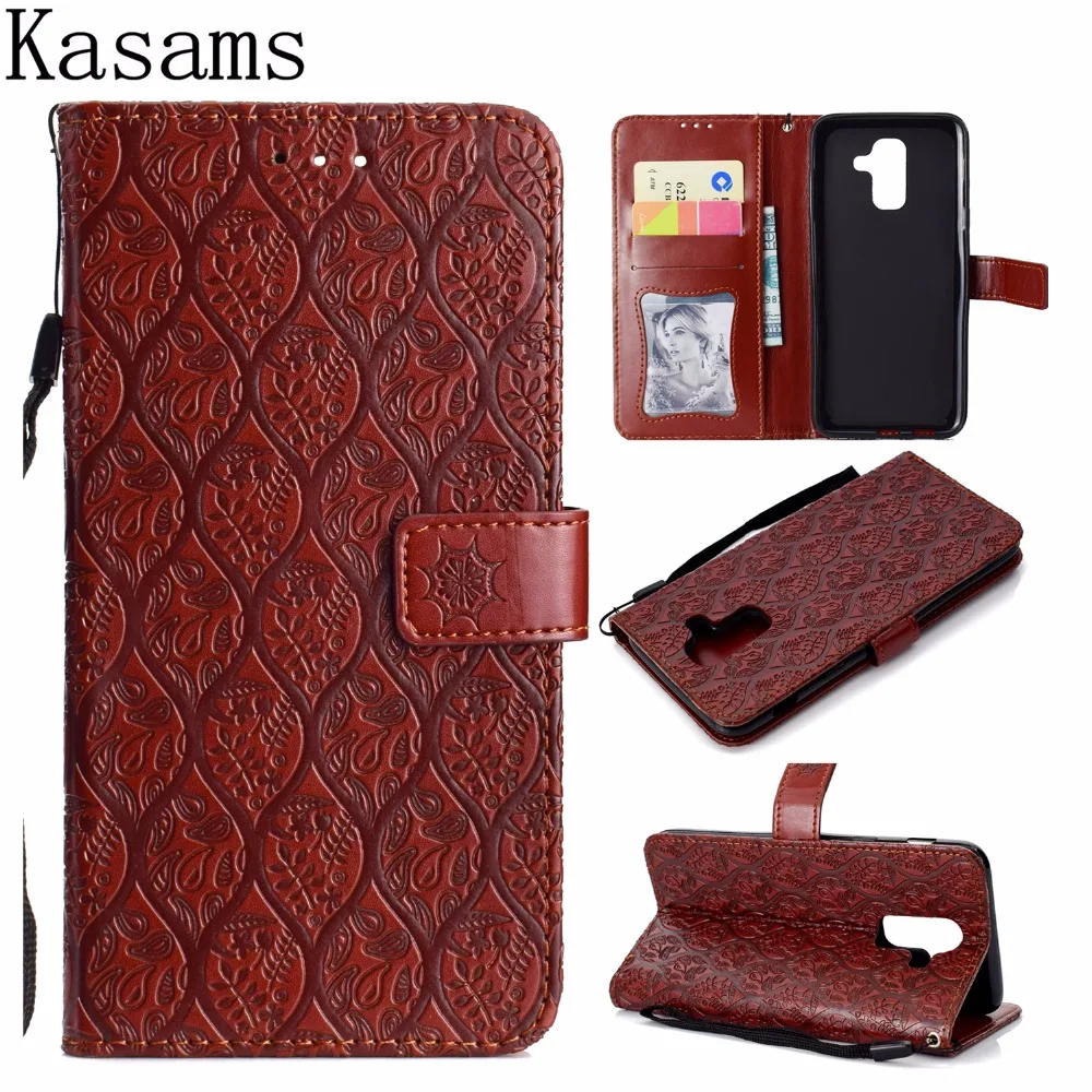 

3D Vines For Samsung Galaxy A6 Plus A6+ 2018 Flip Cover Wallet PU Leather Embossed Phone Case Capa Funda sFor Galaxy A 6 A6 2018