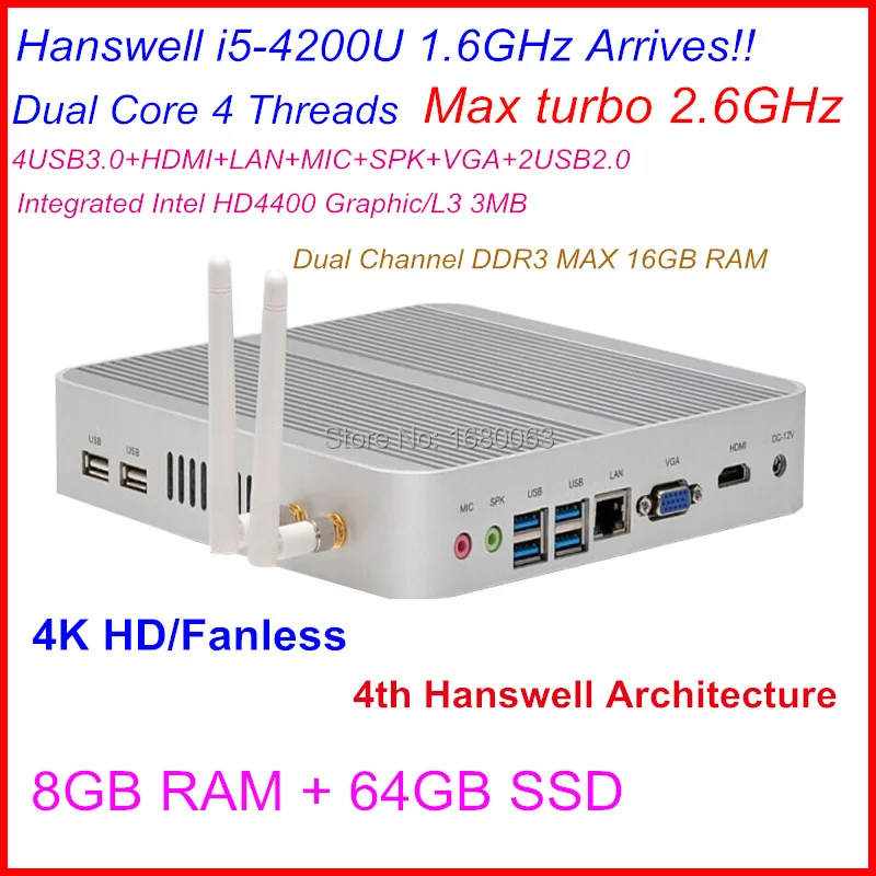 Lowest Price I5 4200u 4K very small computer with Intel Core i5 4200U 1.6Ghz CPU Haswell Architecture SOC design 8G RAM 64G SSD windows Linux Lowest Price I5 4200u 4K very small computer with Intel Core i5 4200U 1.6Ghz CPU Haswell Architecture SOC design 8G RAM 64G SSD windows Linux