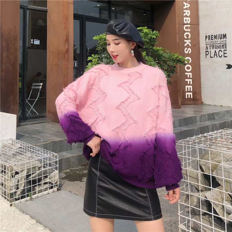 

2019 new women's pullover long-sleeved Tassel women's loose knit shirt jacket suit spring and autumn