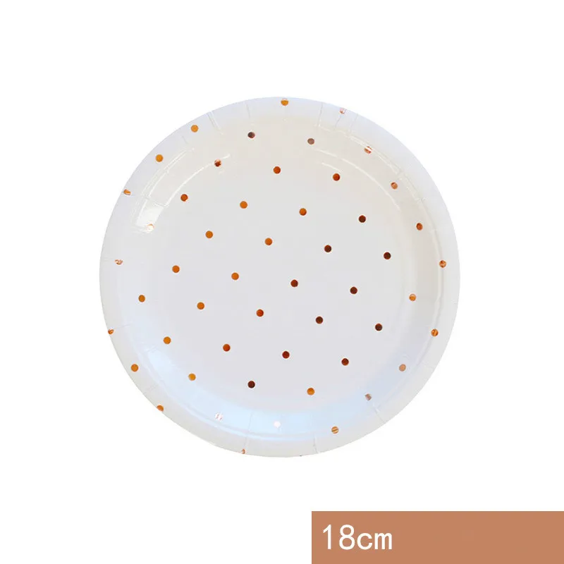 

8pcs/pack 7inch Rose Gold Disposable Tableware Plates Party Straw Party Tableware for Wedding Decor Birthday Party Supplies
